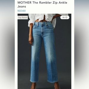 Mother The Rambler Ankle Zip jeans in Count Line size 28
